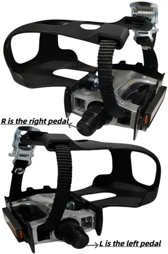 Miniatura 4 de YBEKI Pedales de bicicleta de spinning de grado profesional con clips para los dedos y correas ajustables 4D - Eje de aleación de 9/16