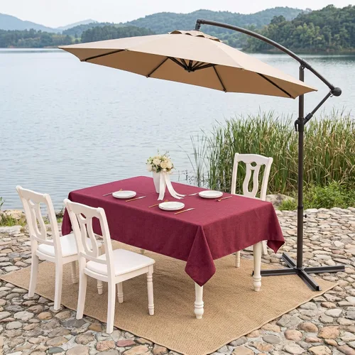 Miniatura 133 de Mantel para mesa rectangular de 55x71 pulgadas, de lino sintético, resistente a las arrugas e impermeable, color beige, para cocina, comedor
