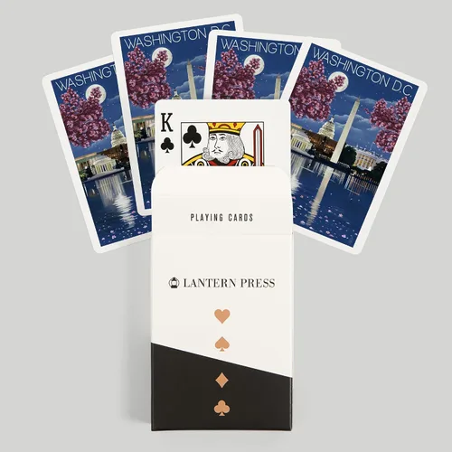 Miniatura 6 de Lantern Press Washington, DC, escena nocturna (52 cartas de juego, baraja de cartas de tamaño póquer con comodines)