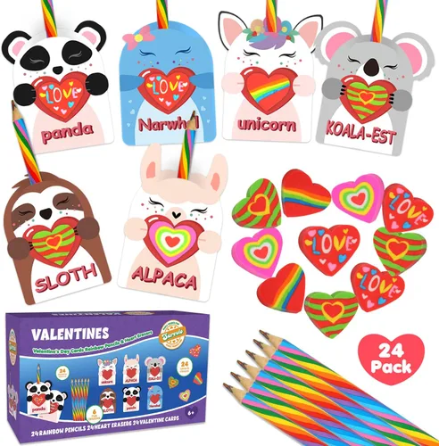 Miniatura 8 de SURCVIO Paquete de 28 juguetes esponjosos Mochi de San Valentín para niños, tarjetas de felicitación y mochi de animales rellenos