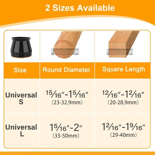 Miniatura 2 de 24 piezas Protectores de Suelo Negros para Patas de Silla, Almohadillas de Fieltro para Muebles Fundas de Silicona Tapas para Sillas, Protectores