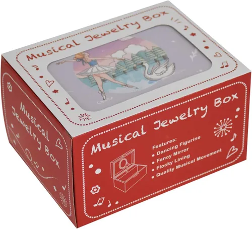 Miniatura 7 de LAxury Joyero musical de 5 pulgadas, diseño de cisne y bailarina, caja de joyería para niños, caja de joyería de bailarina, cajas de joyería