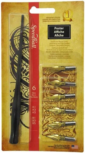 Miniatura 10 de Speedball Calligraphy No-5 Artists Project Set, 2 Porta Plumas y 8 Puntas (SB2962)