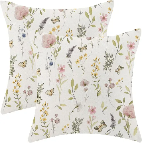 Miniatura 33 de AEIOAE Fundas de Almohada de Primavera 12x20 Pulgadas Juego de 2, Fundas de Almohadas Decorativas de Flores Silvestres y Plantas Verde Salvia