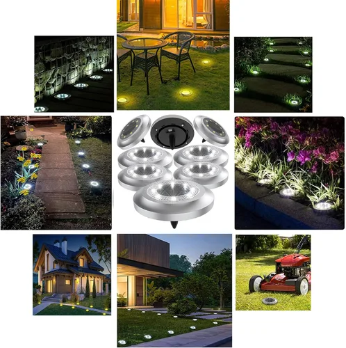 Miniatura 7 de Luces Solares Exteriores, Juego de 8 Luces Solares de Jardín para Camino, Patio, Terraza, Césped, Pasillo, Entrada（Blanco Brillante）