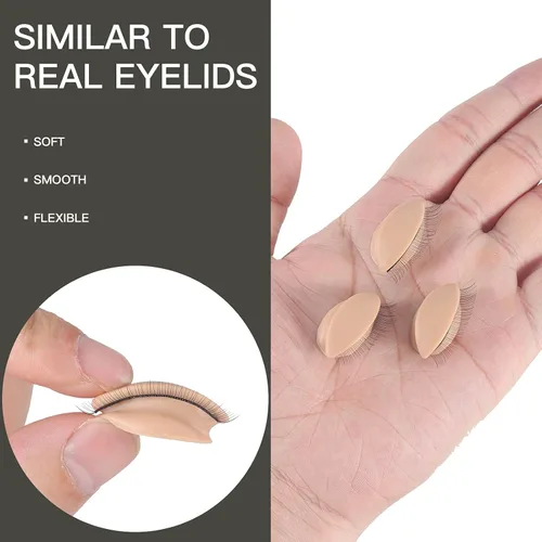 Miniatura 3 de Pretty memory Cabeza de maniquí de pestañas con 2 pares de párpados de práctica extraíbles, cabeza de maniquí de pestañas realista, suministros