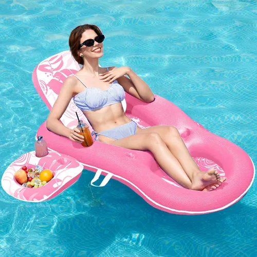 Miniatura 2 de SLOOSH Pool Floats Lounger Adult, Fabric Pool Floaties Lounge Convertible 2-in-1 Floating Water Floaty with Cup Holders Adjustable Backrest Recliner
