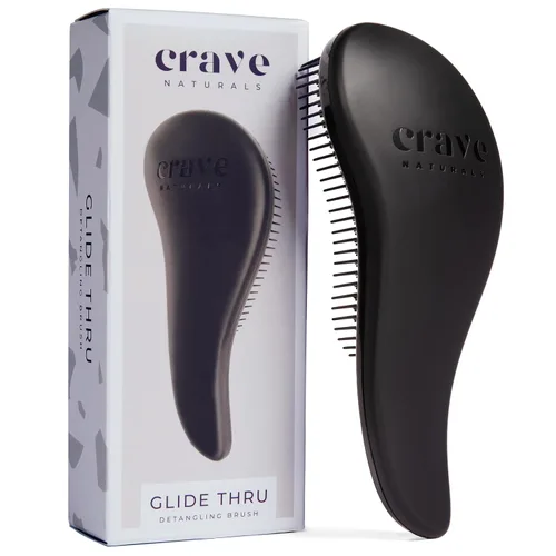 Crave Naturals, Cepillo Desenredarte Deslizante para Resultados Definitivos, Niños y Adultos, Uso como Peine o Cepillo para Cabello, Color Negro