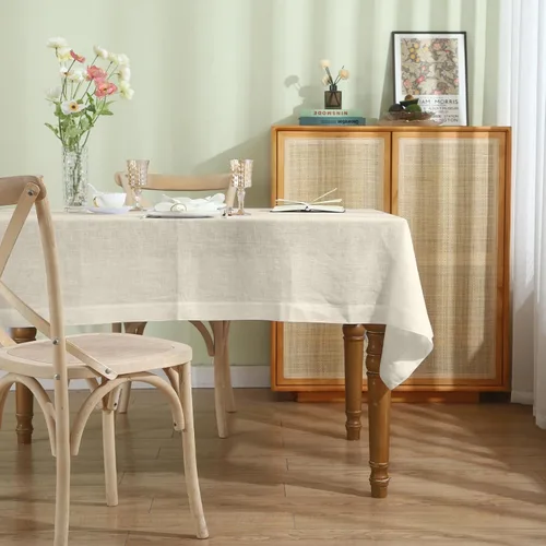 Miniatura 9 de Simple&Opulence Mantel 100% lino, 60 x 104 pulgadas, rectangular, paquete de 1 para cenas, fiestas, picnic, boda, reutilizable, lavable, duradero