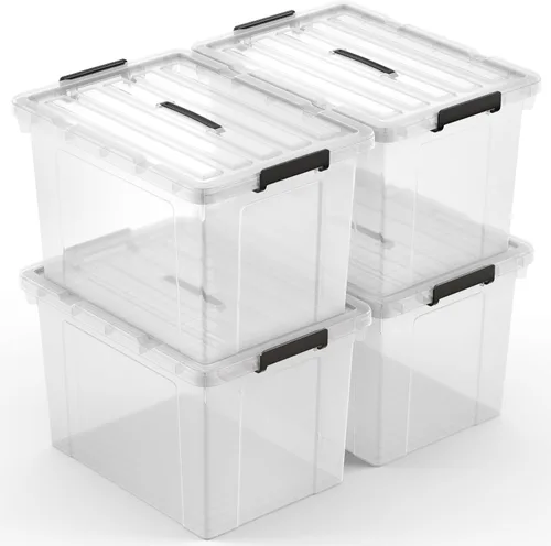 Miniatura 9 de Lifetime Appliance Parts paquete de 6 contenedores organizadores de almacenamiento de plástico de 34 cuartos de galón con tapa ultra duradera