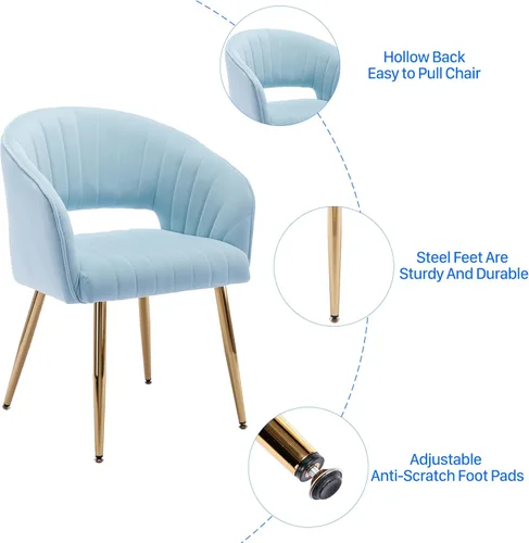 Miniatura 7 de KCC Silla de Escritorio Moderna de Terciopelo Sillón de Acento Tapizado Sillas Copetudas Sillas de Comedor, Sillas de Tocador Copetudas Silla