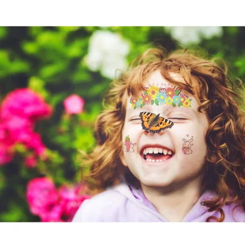 Miniatura 4 de Tatuaje facial temporal de animales para niños, paquete de 10 calcomanías de pintura facial, rellenos de cesta de Pascua, Halloween, Navidad