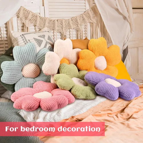 Miniatura 6 de Drydiet 6 Piezas Almohadas con Forma de Flor Margaritas Almohadas de Piso Cojines de Asiento con Forma de Flor de 15 Pulgadas para Leer Sofá Sillón