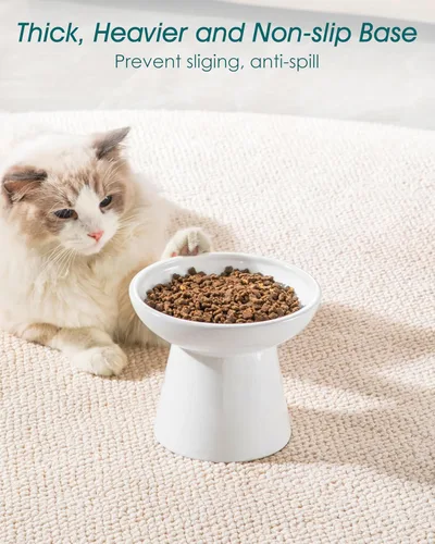 Miniatura 6 de vancasso Paquete de 2 cuencos elevados para gatos, platos elevados de cerámica para alimentos y agua para gatos con 5.1 pulgadas de altura y 6.2