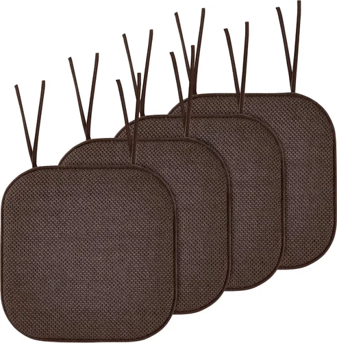 Miniatura 79 de Elegant Comfort Fundas de cojín para silla con lazos y parte trasera de goma antideslizante, espuma viscoelástica gruesa, almohadilla de cojín