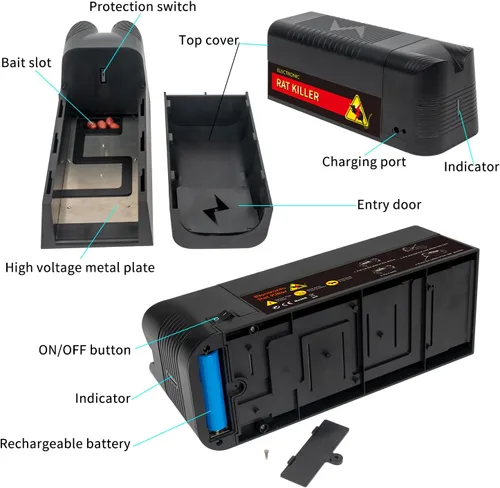 Miniatura 5 de NAMEK Trampa eléctrica para ratas para el hogar, eficaz y humanitario para ratas de interior, exterminador de ratones, trampas mejoradas para ratas