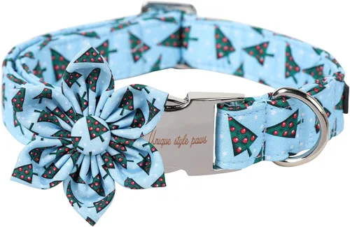 Miniatura 18 de Unique style paws Collar de perro con flor, collar de perro ajustable, patrón de flores, collar duradero para mascotas para perros pequeños, Flor