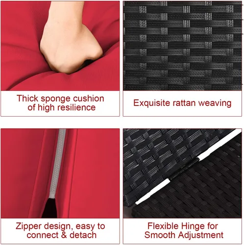 Miniatura 9 de COSTWAY Cojín ajustable para silla de salón de ratán para 2 personas
