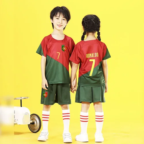 Miniatura 3 de Casmyd Camiseta de fútbol de Portugal para niños + pantalones cortos 2022 de la Copa Mundial Legend #7 Ronal'do Football Team Sports Shirt Kit
