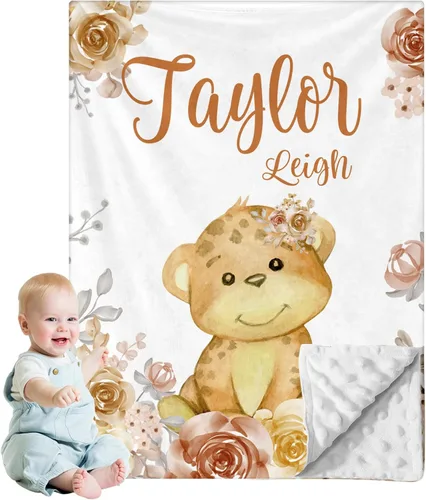 Miniatura 14 de Manta de bebé personalizada para niños, nombre personalizado con diseños de ratón, franela suave con respaldo de puntos de doble capa, manta 19 Ratón