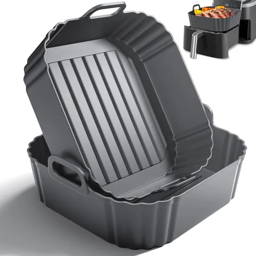 Miniatura 10 de Forros Cuadrados de Silicona para Freidora de Aire de 8.5 Pulgadas, Paquete de 2, Forros Reutilizables para Canasta de Freidora de Aire para Ninja