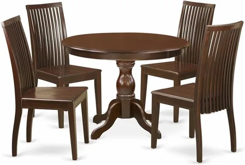 Miniatura 8 de East West Furniture HBIP3-LWH-C Hartland - Juego de comedor de 3 piezas para espacios pequeños, contiene una mesa redonda con pedestal y 2 sillas