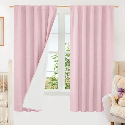Miniatura 128 de LAMIT Cortinas de lino natural 100 % opacas para ventana, para dormitorio, 45 pulgadas, cortinas térmicas con textura de lino estilo granja