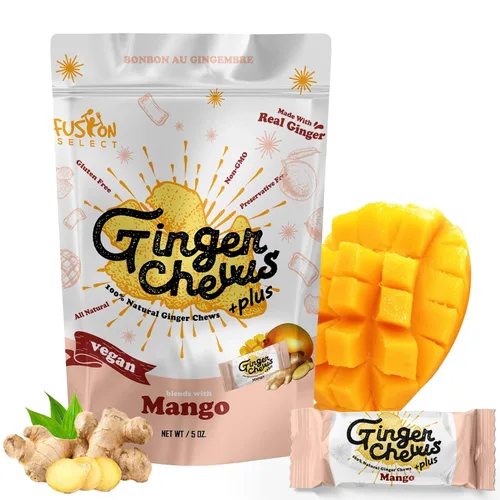Miniatura 18 de Fusion Select Caramelos masticables de jengibre - Dulces delicias confitadas suaves de Indonesia - Promueve el alivio de las náuseas matutinas