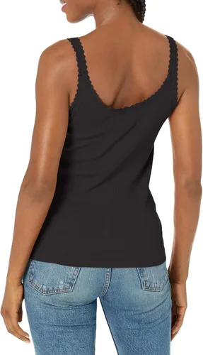 Miniatura 2 de Angie Camiseta sin mangas de punto acanalado con ribete de encaje para mujer con botones