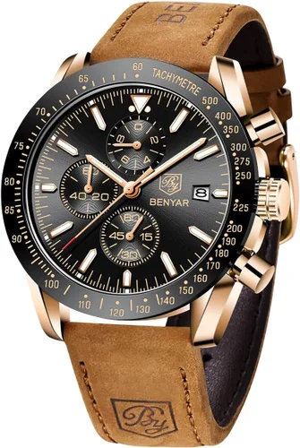 Miniatura 25 de BENYAR Reloj analógico de cuarzo cronógrafo impermeable luminoso de diseñador para hombre, reloj de pulsera para hombre, para negocios, trabajo