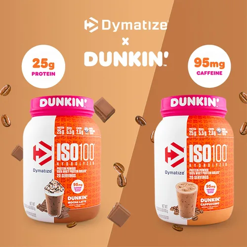 Miniatura 2 de Dymatize ISO100 - Proteína hidrolizada en polvo sabor Dunkin' Mocha Latte, 100% aislado de proteína de suero, 0.88 oz (25 g) de proteína , 95 mg