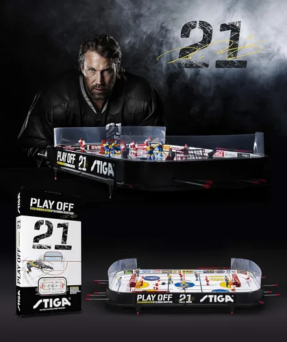 Miniatura 6 de STIGA Table-Top Rod Hockey Game Play Off 21 – Classic Ice Hockey Action with Enhanced Features, Easy Assembly, Includes 2 Pucks – Fun for All Ages