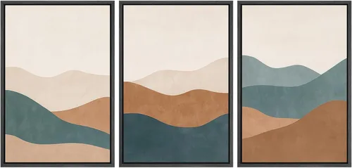 Miniatura 128 de SIGNWIN Lienzo enmarcado para pared, juego de arte sereno de pantanos con humedales verdes e ilustraciones de agua tranquila, arte moderno