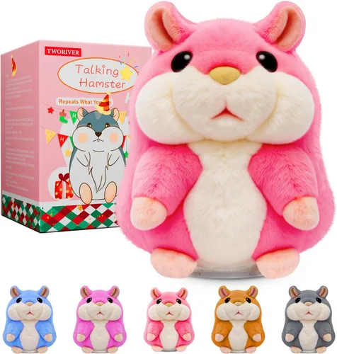 Miniatura 11 de TWORIVER Juguete de hámster parlante para niños de 2 a 4 años, repite lo que dices, juguete interactivo de peluche, juguete de aprendizaje de habla