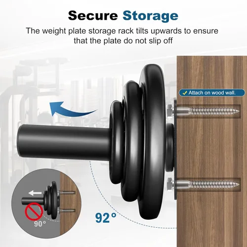 Miniatura 6 de EVERYMATE Soporte para placas de peso, soporte de placa de peso de montaje en pared para placas de parachoques, capacidad máxima de peso de 330