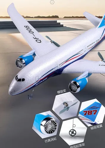 Miniatura 5 de Avión de control remoto, 2.4Ghz DIY 3 canales, avión de control remoto listo para volar, RC 787 Dreamliner para envergadura avanzada 21.654 in