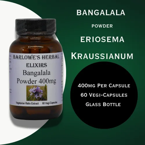 Miniatura 3 de Barlowe's Herbal Elixirs Bangalala (Eriosema Kraussianum) Cápsulas en polvo 400 mg por cápsula Hierba de vitalidad masculina sudafricana 60