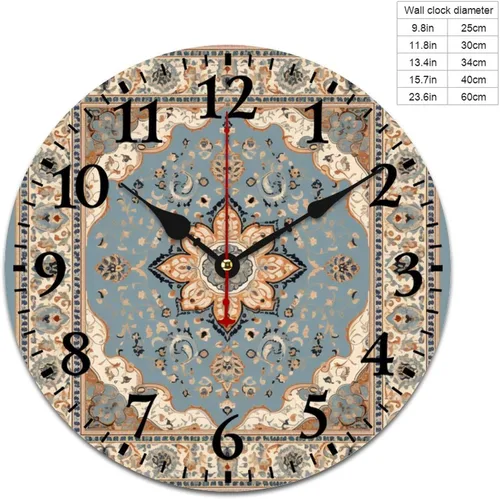 Miniatura 2 de Reloj de 16 pulgadas Central Persia Dusty Blue Tan Reloj colgante de madera de cuarzo de calidad sin tictac Número arábigo Pintura al óleo abstracta