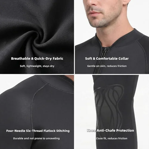 Miniatura 5 de Sbart Traje de neopreno prémium de 0.069 pulgadas para hombre, chaqueta superior de dos piezas + pantalones, mantiene el calor y comodidad, traje