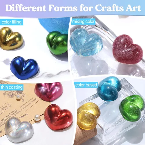 Miniatura 4 de LET'S RESIN Polvo cromado, 10 colores metálicos efecto espejo cromado polvo para uñas, pigmento holográfico para resina epoxi, slime, manualidades