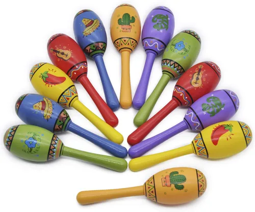 Miniatura 6 de JOYIN 12 mini maracas de madera para fiestas mexicanas, recuerdos de fiesta del Cinco de Mayo, diversión musical, fiestas de cumpleaños, fiesta