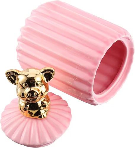 SHOWERORO Adorable tarro de cerámica de animales, organizador de joyas decorativo con tapa para almacenar collares, pulseras y aretes, diseño