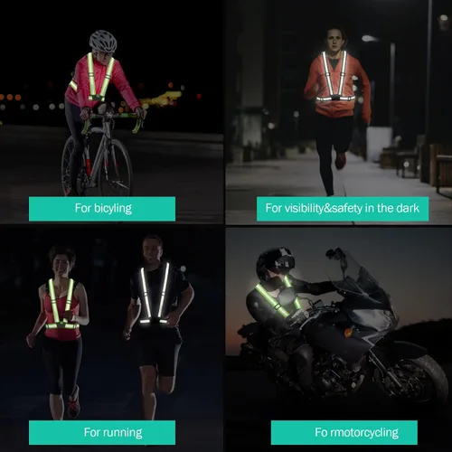 Miniatura 6 de Chaleco reflectante para correr, correas reflectantes, chaleco de seguridad de alta visibilidad para correr de noche, ciclismo, motocicleta, chaleco