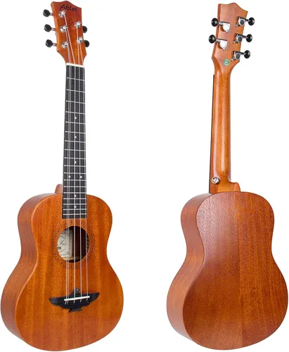 Miniatura 6 de AKLOT Ukelele tenor de 5 cuerdas, ukelele tenor de 26 pulgadas, color caoba maciza, ukelele con bolsa de concierto, cinturón, cuerdas adicionales