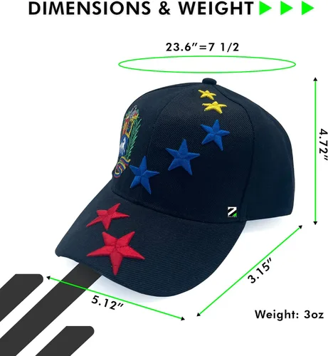 Miniatura 2 de Zelvox - Gorra de béisbol clásica venezolana unisex ajustable con pico sándwich Gorras de Venezuela 7 38