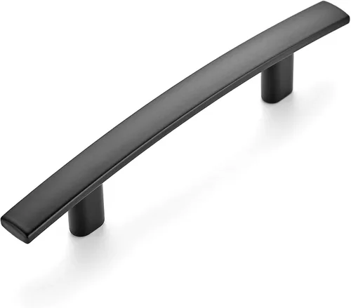 Ravinte Paquete de 1 tirador curvado de gabinete de 5-3/16 pulgadas color negro mate para cajones de cocina, manijas de arco de gabinete de 5-3/16