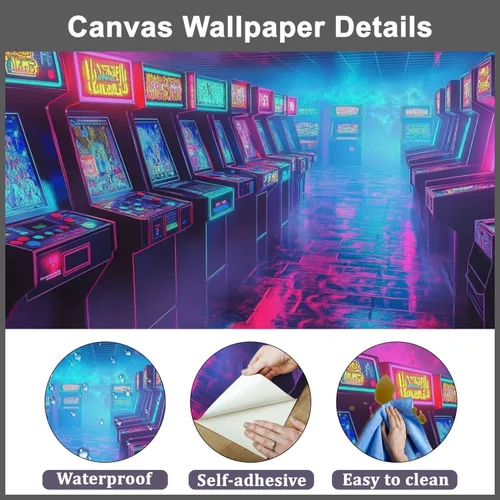 Miniatura 6 de Mural de pared moderno para despegar y pegar, diseño retro de los años 80, autoadhesivo, removibles, para sala de estar, dormitorio, fondo