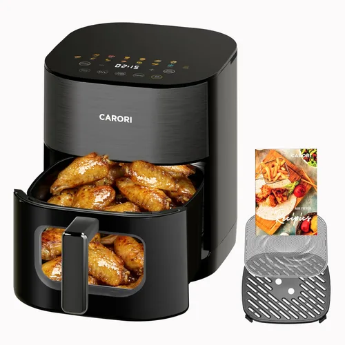 Miniatura 16 de CARORI Freidora de aire de 6 cuartos con ventana de visión, 12 preajustados, gran capacidad, 400 ℉ máximo crujiente, 1700 W comidas rápidas incluso