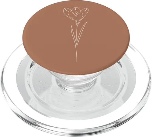 Miniatura 8 de Tulip Flower Line Art - PopSockets intercambiables con diseño minimalista floral y marrón pastel