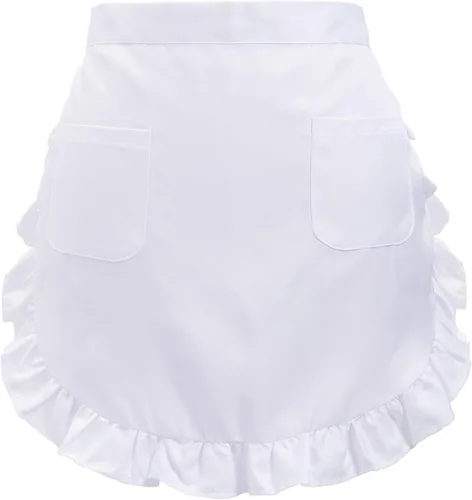 Miniatura 7 de Waist Apron Bonnet Set Colonial Cap Vintage Maid Hat Apron With Pockets Cooking Costume